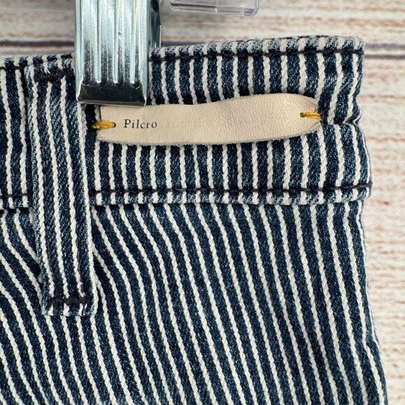 Pilcro Anthropologie Hickory Striped Denim Short Shorts Women's 27 Blue Stet - Picture 7 of 13